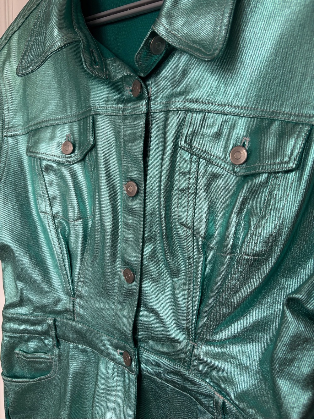 Metallic Teal Western Romper 🛸🤠 - Picture 3 of 9